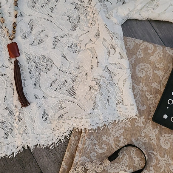 NWT BO HO WHITE LACE TOP MEDIUM - Picture 8 of 16
